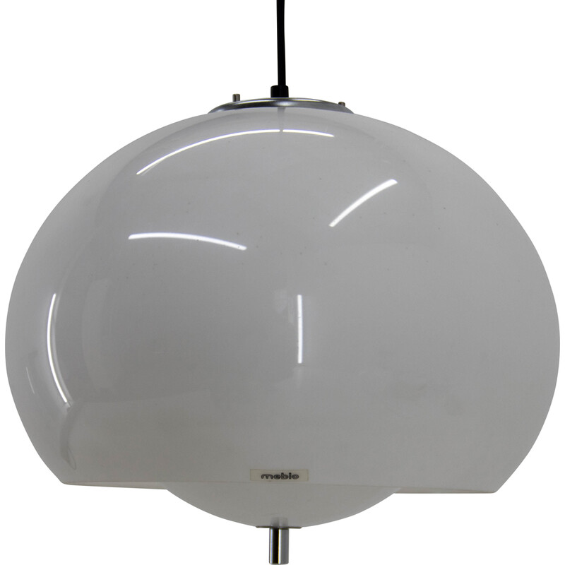 Vintage witte hanglamp van Harvey Guzzini voor Meblo, Italië 1970