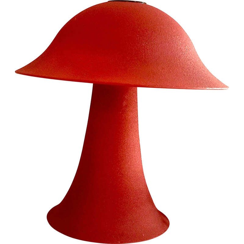 Vintage red glass mushroom lamp