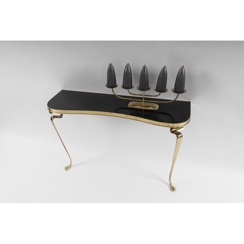 Vintage brass wall console, 1950s