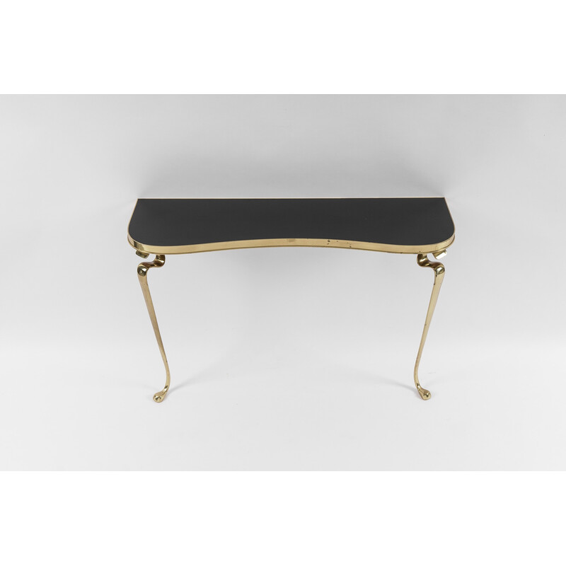 Console da parete in ottone vintage, anni '50