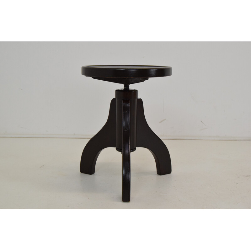 Vintage wooden swivel stool for Thonet, Czechoslovakia 1940s