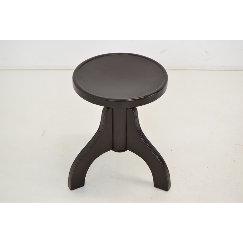 Vintage wooden swivel stool for Thonet, Czechoslovakia 1940s