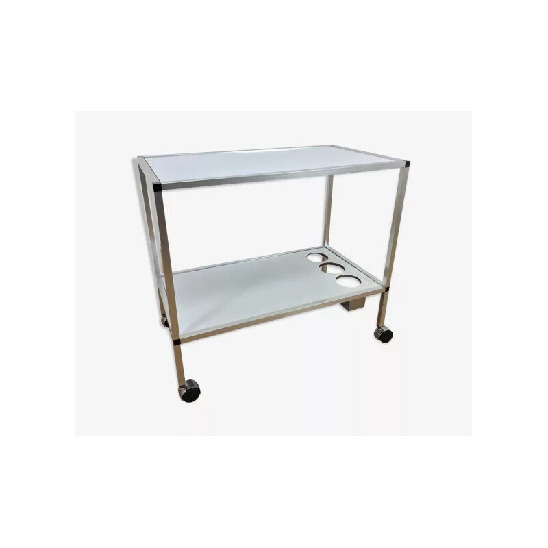 Vintage brushed aluminum serving cart, 1970s