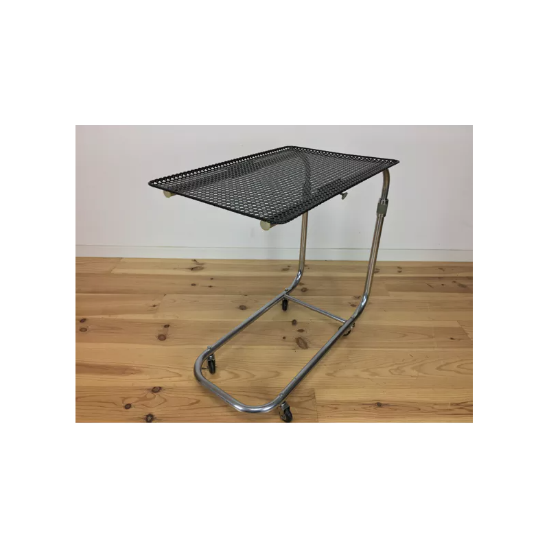 Vintage modular serving cart in perforated sheet metal and chrome, 1950s