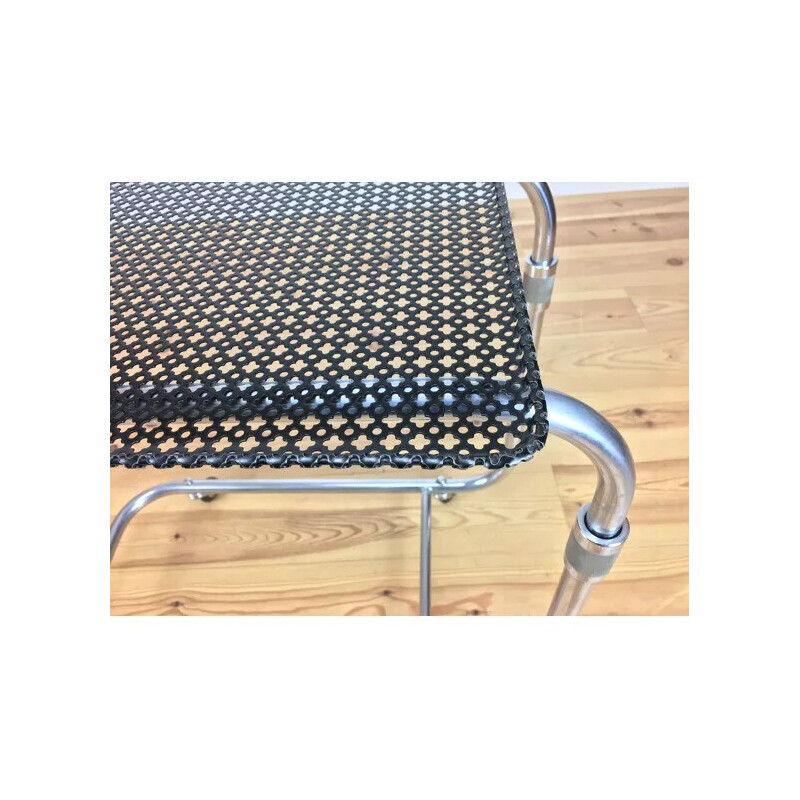 Vintage modular serving cart in perforated sheet metal and chrome, 1950s