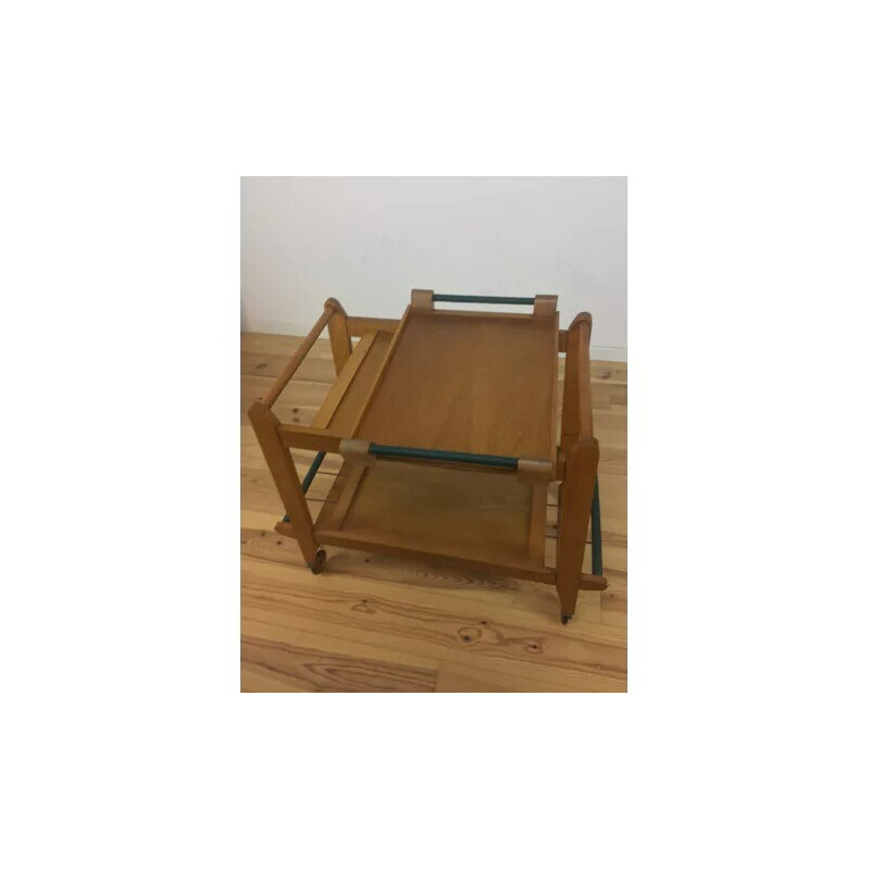 Vintage solid wood serving cart, 1950s