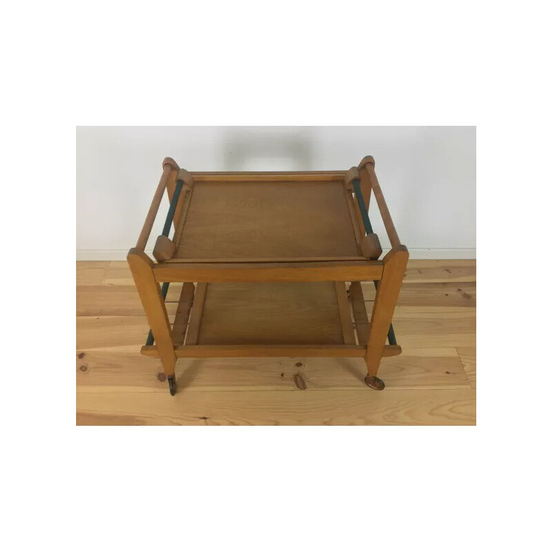 Vintage solid wood serving cart, 1950s