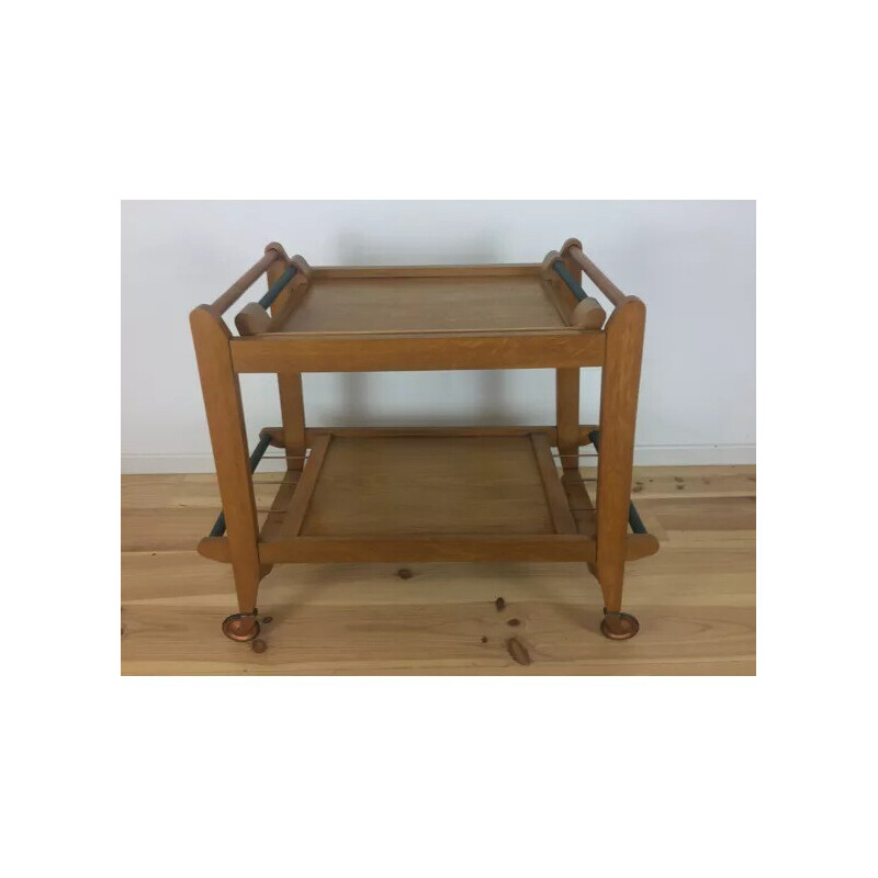 Vintage solid wood serving cart, 1950s