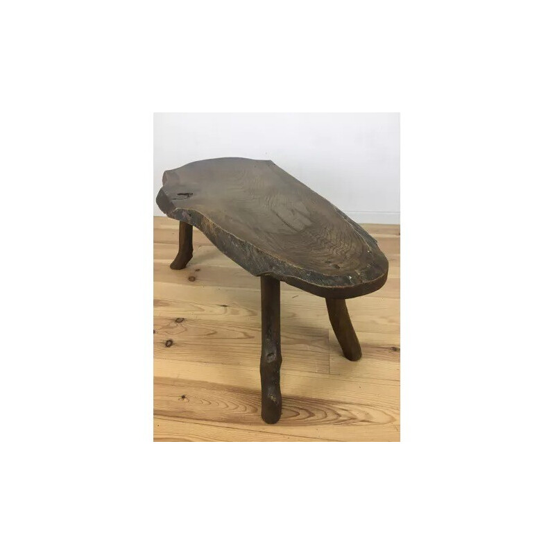 Table basse vintage en bois brut