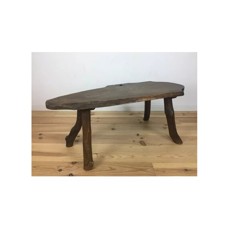 Tavolino vintage in legno grezzo