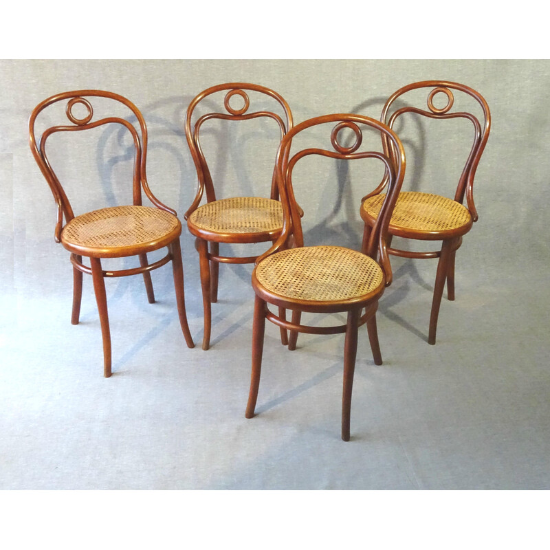 Set di 4 sedie vintage in canna per Thonet, 1882