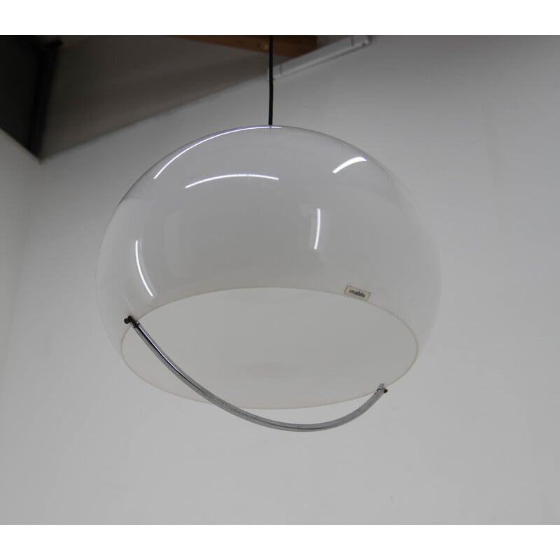 Vintage hanglamp in wit van Harvey Guzzini voor Meblo, Italië 1970