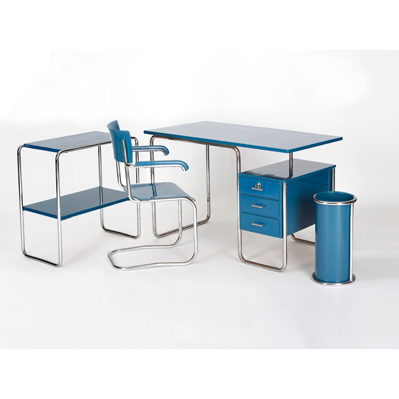 Blue Tubular Steel Office Set - 1930s