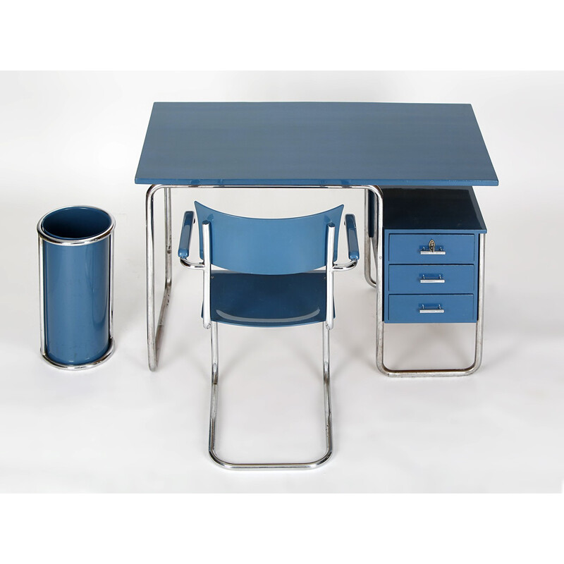 Blue Tubular Steel Office Set - 1930s