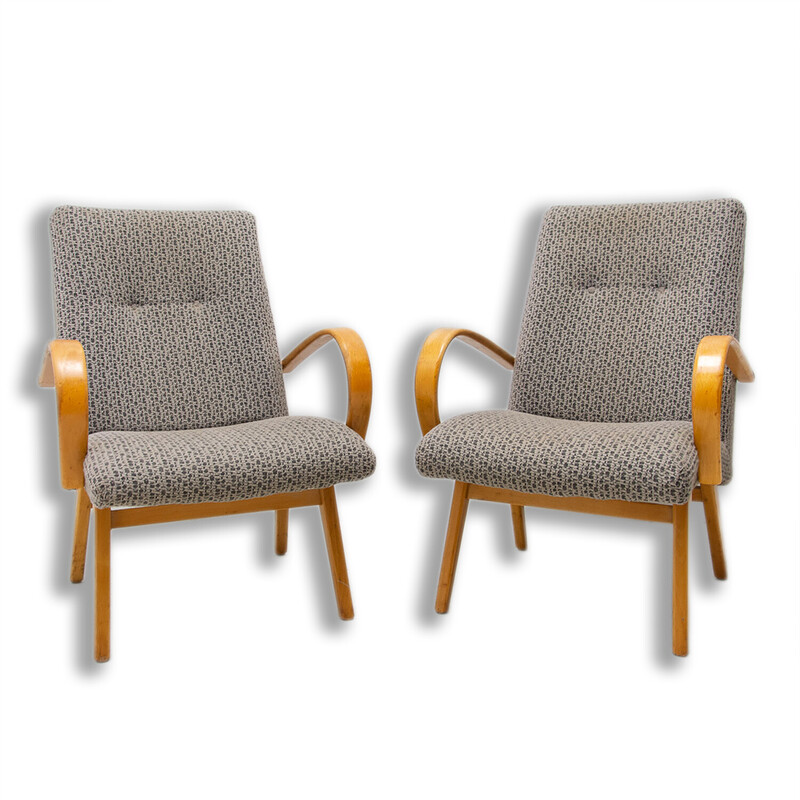 Pair of vintage beech armchairs by Jaroslav Šmídek, Czechoslovakia 1960s