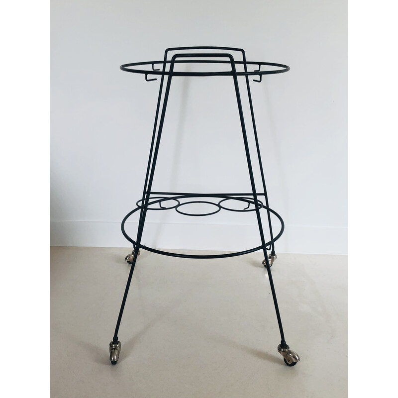 Vintage serving trolley in lacquered metal, Italy 1950s