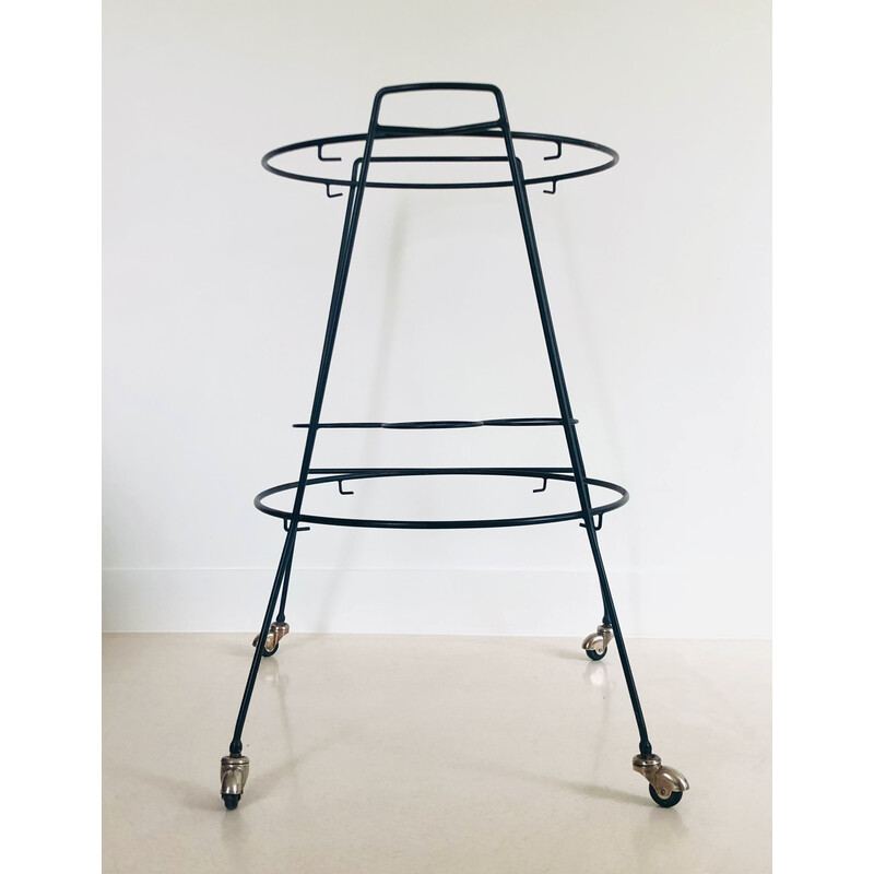 Vintage serving trolley in lacquered metal, Italy 1950s