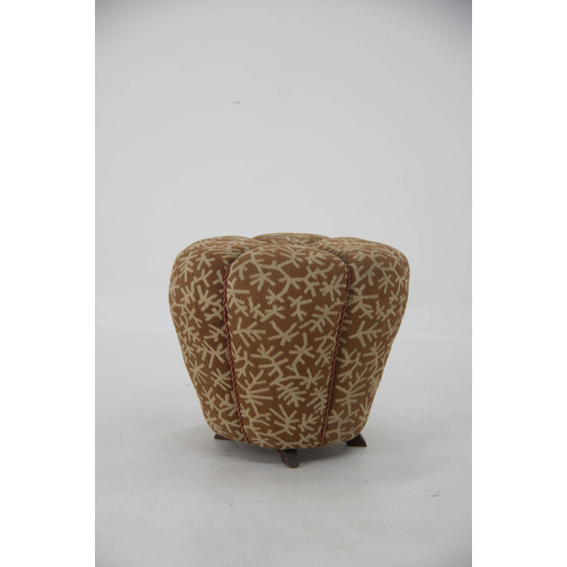 Vintage Art Deco stool in wood and fabric for Up Zavody, Czechoslovakia 1930s