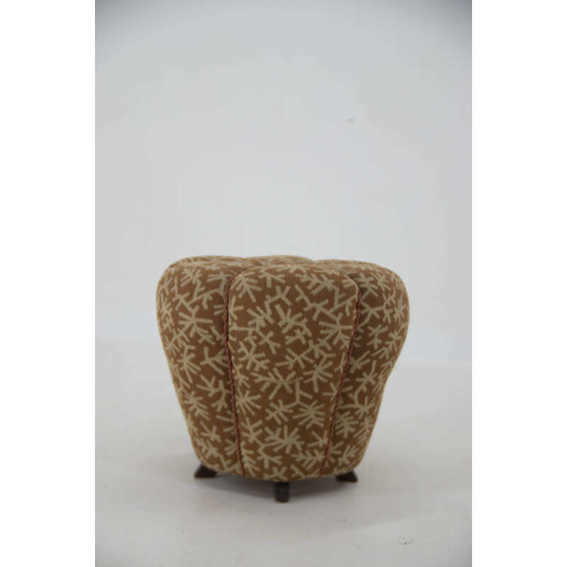 Vintage Art Deco stool in wood and fabric for Up Zavody, Czechoslovakia 1930s