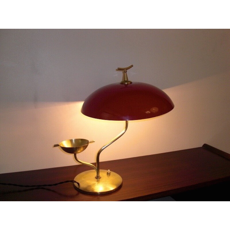 Italian brass lamp with ashtray - 1950s