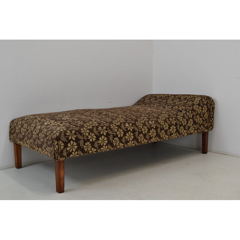 Vintage Art Deco daybed in fabric and wood, Czechoslovakia 1930s
