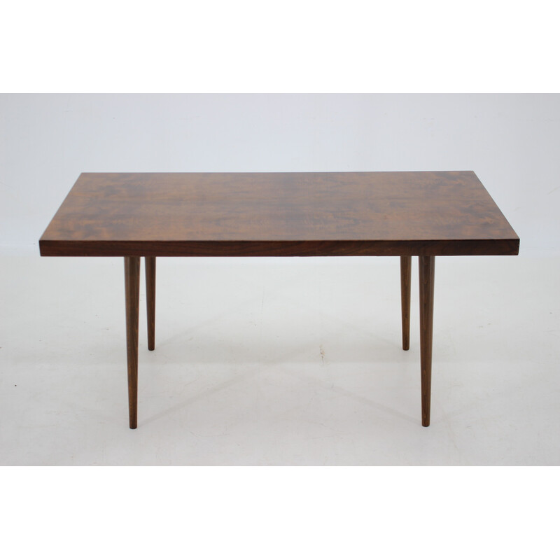 Vintage walnut coffee table, Czechoslovakia 1970s