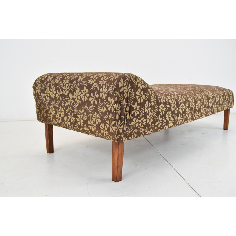 Vintage Art Deco daybed in fabric and wood, Czechoslovakia 1930s