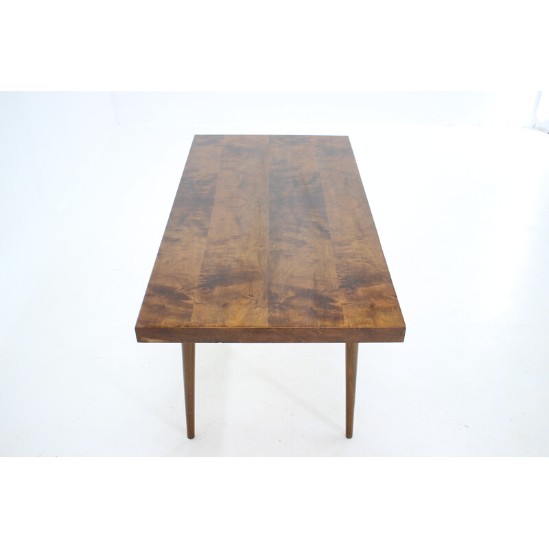 Vintage walnut coffee table, Czechoslovakia 1970s