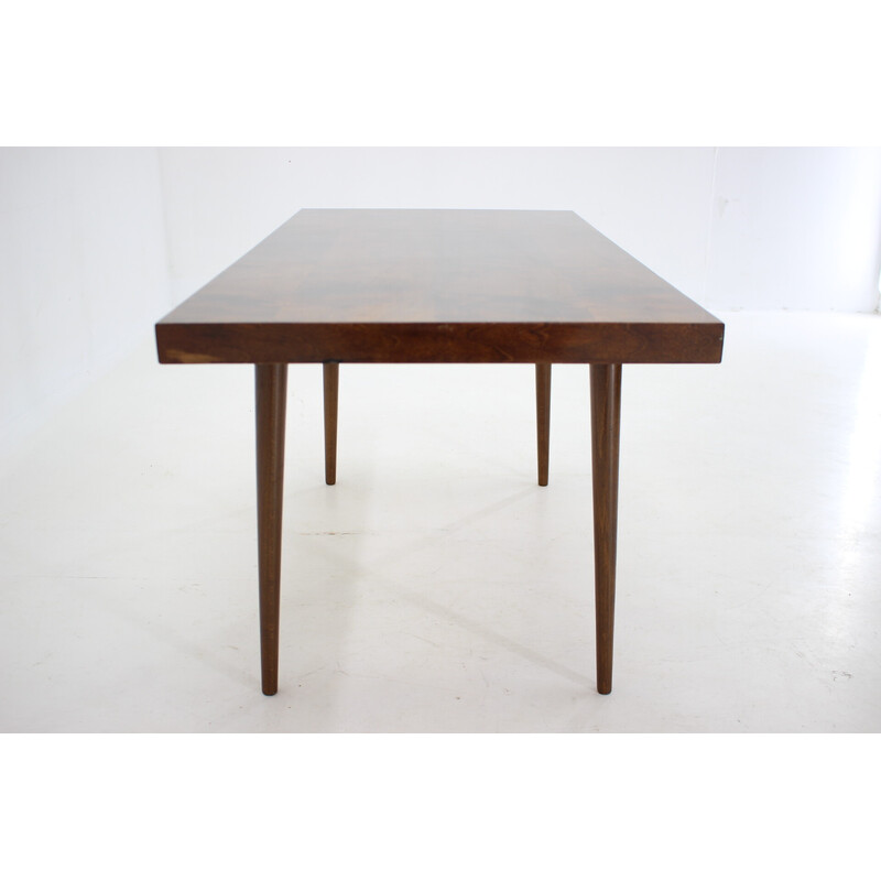 Vintage walnut coffee table, Czechoslovakia 1970s