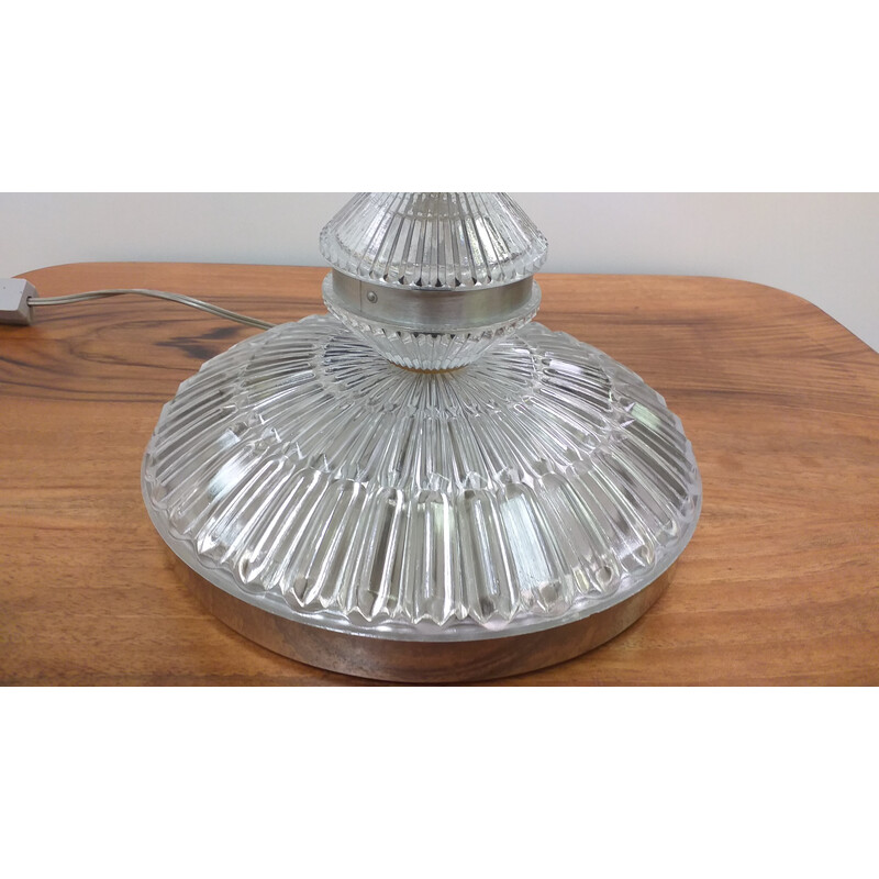 Vintage glass table lamp, Czechoslovakia 1970s