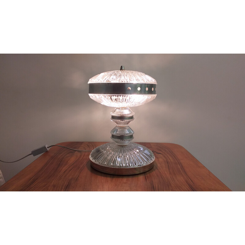 Vintage glass table lamp, Czechoslovakia 1970s