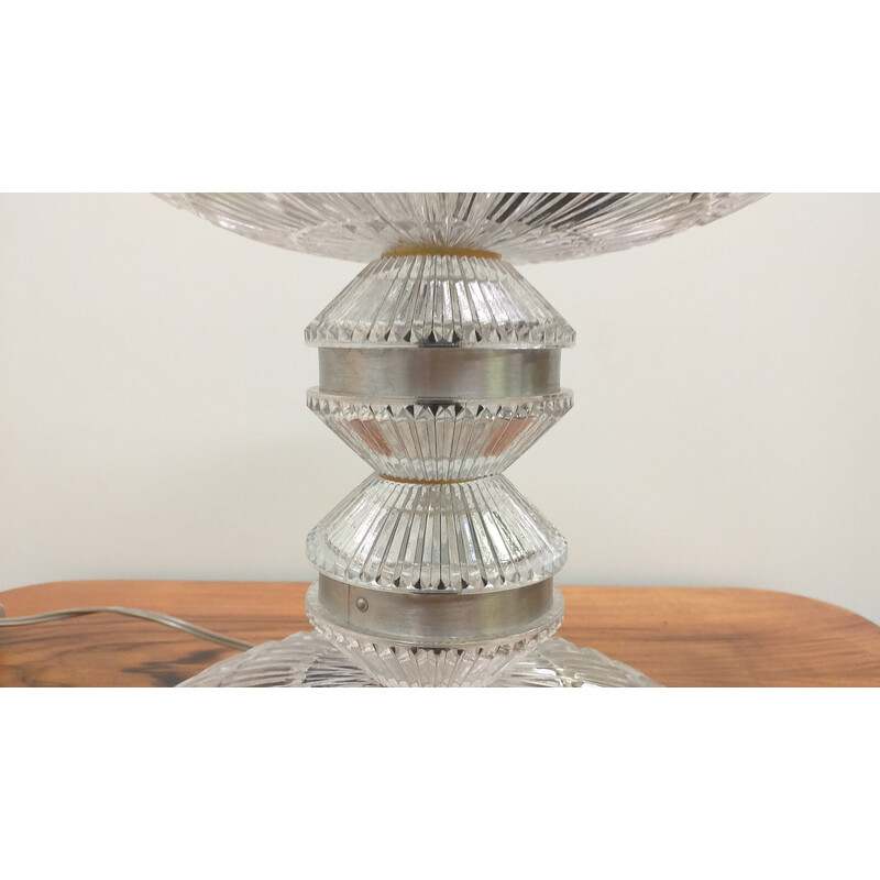 Vintage glass table lamp, Czechoslovakia 1970s