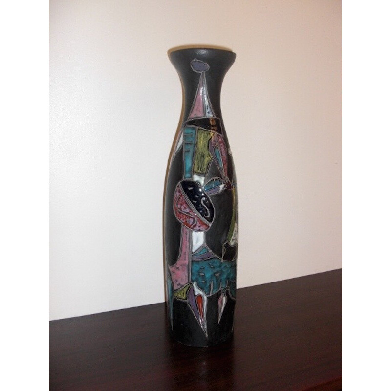 Vase multicolore en céramique de Marcello Fantoni - 1950 