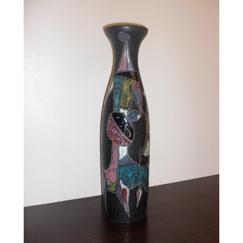 Vase multicolore en céramique de Marcello Fantoni - 1950 