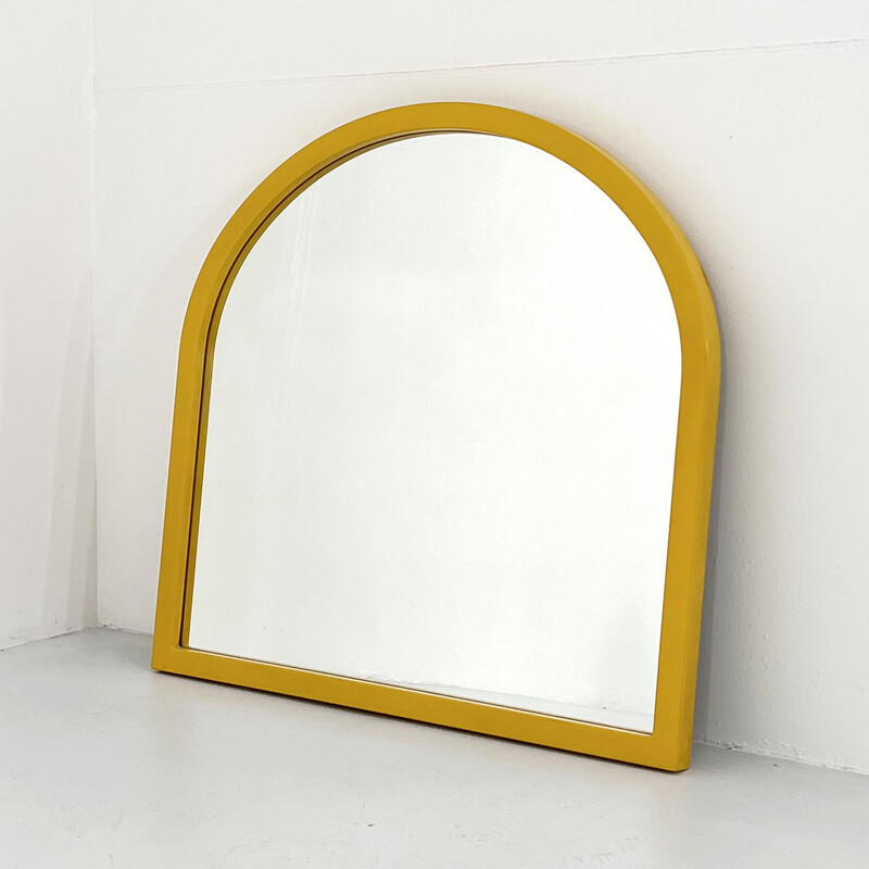 Espejo vintage con marco amarillo de Anna Castelli Ferrieri para Kartell, años 80
