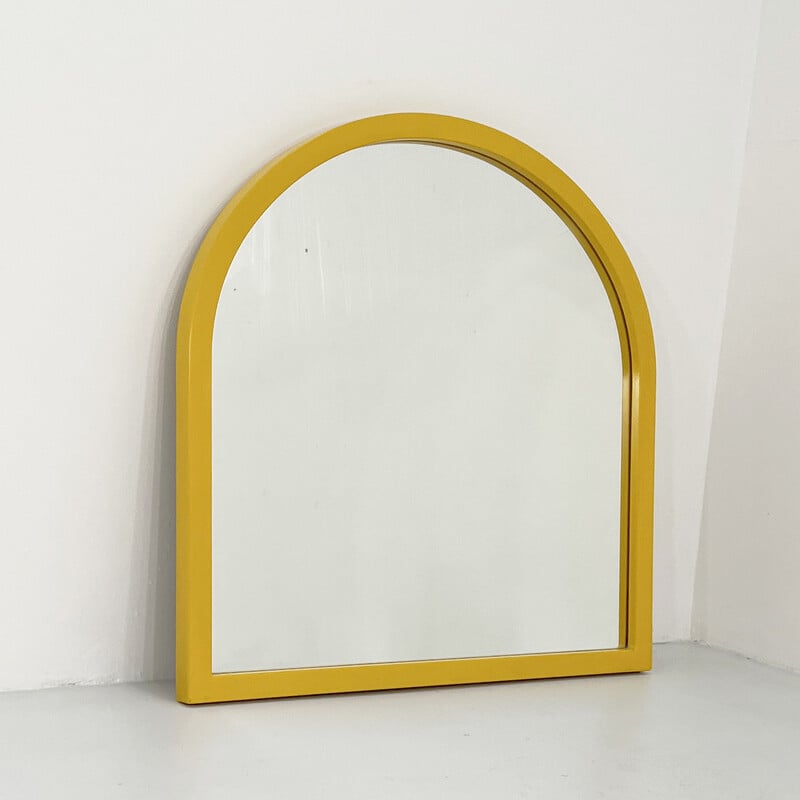 Vintage mirror with yellow frame by Anna Castelli Ferrieri for Kartell, 1980s