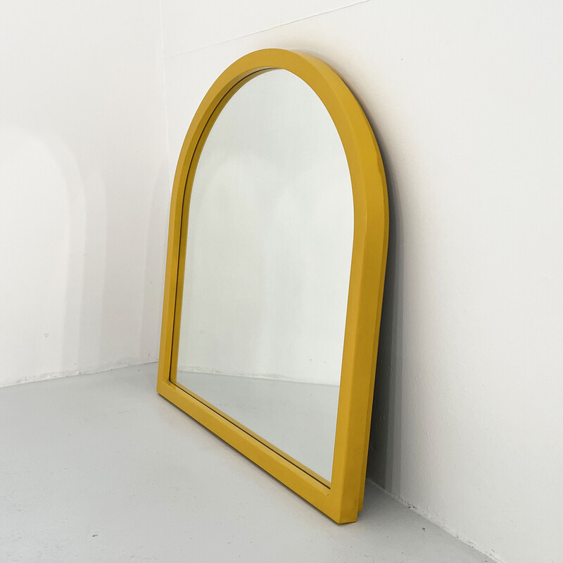 Espelho Vintage com moldura amarela de Anna Castelli Ferrieri para Kartell, década de 1980