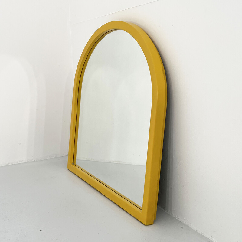 Vintage mirror with yellow frame by Anna Castelli Ferrieri for Kartell, 1980s