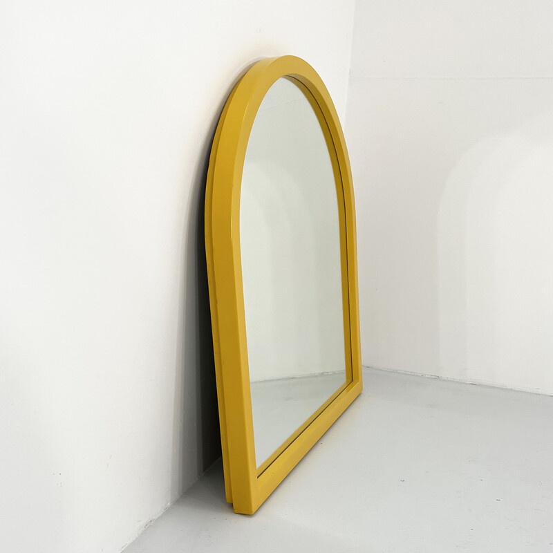 Espelho Vintage com moldura amarela de Anna Castelli Ferrieri para Kartell, década de 1980