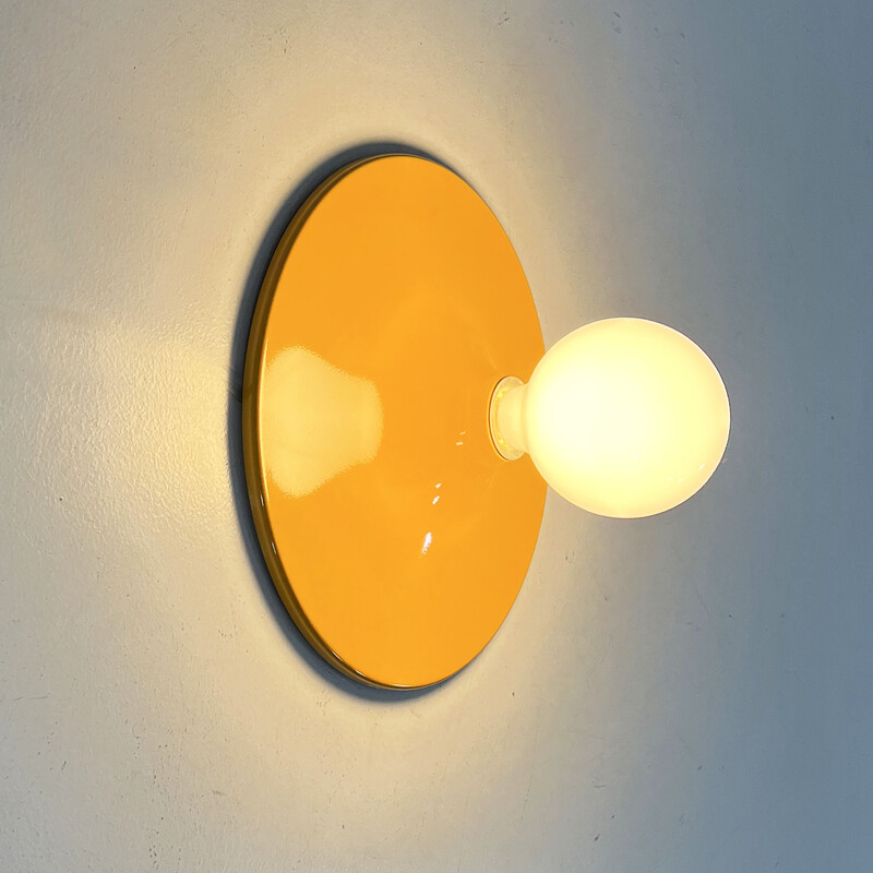 Vintage wall lamp in yellow metal, 1970s
