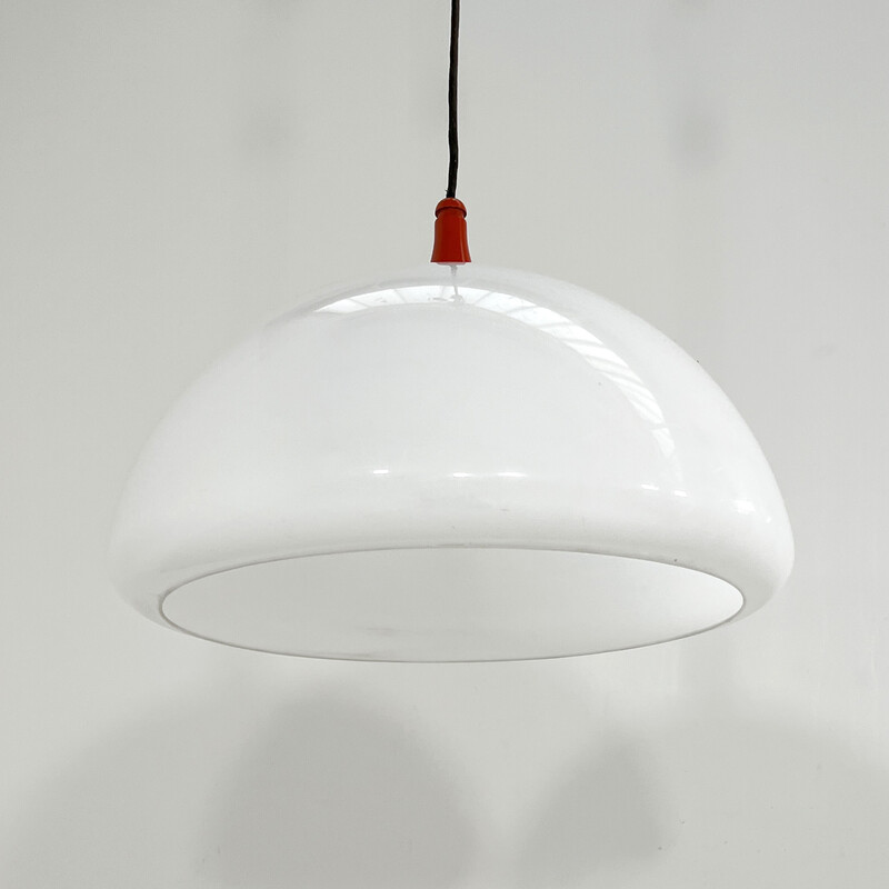 Vintage metal and plastic pendant lamp by Elio Martinelli for Martinelli Luce, 1970s