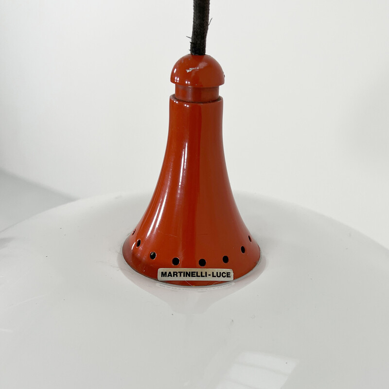 Lámpara colgante vintage de metal y plástico de Elio Martinelli para Martinelli Luce, años 70