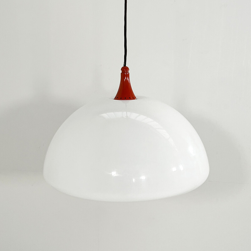 Vintage metal and plastic pendant lamp by Elio Martinelli for Martinelli Luce, 1970s