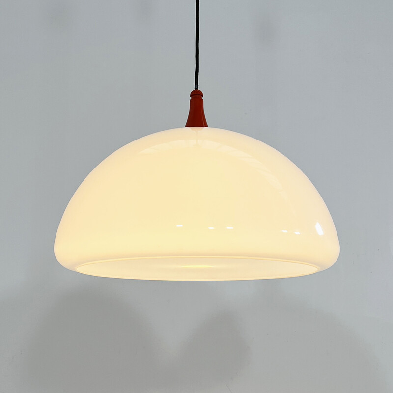 Vintage metal and plastic pendant lamp by Elio Martinelli for Martinelli Luce, 1970s