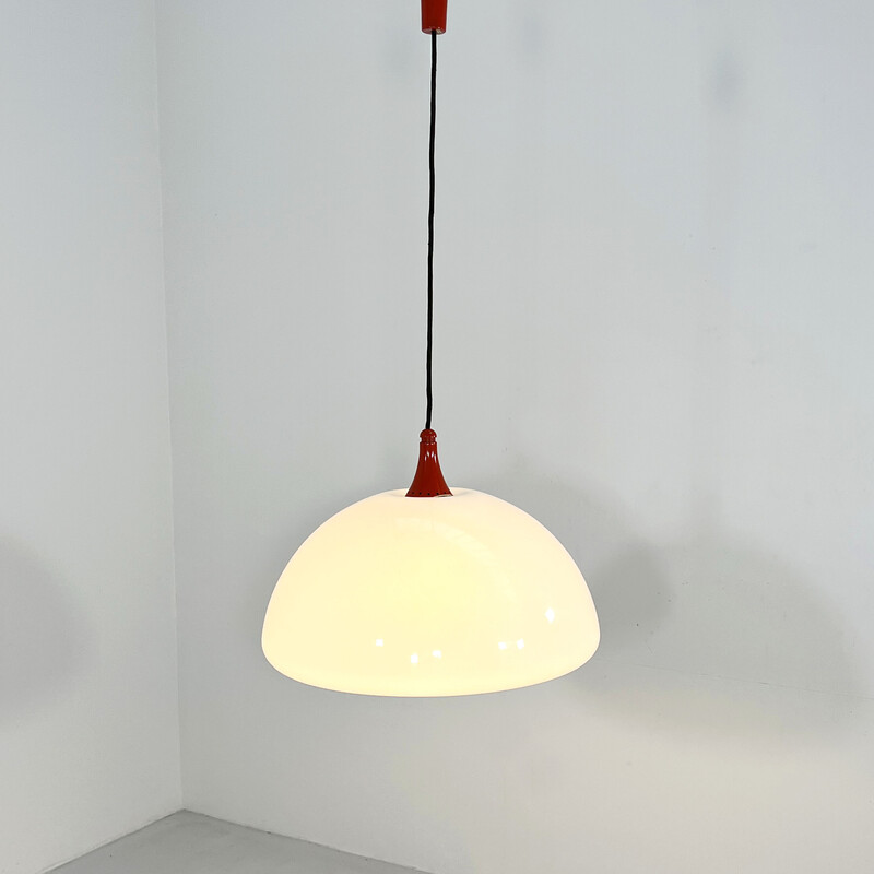 Vintage metal and plastic pendant lamp by Elio Martinelli for Martinelli Luce, 1970s