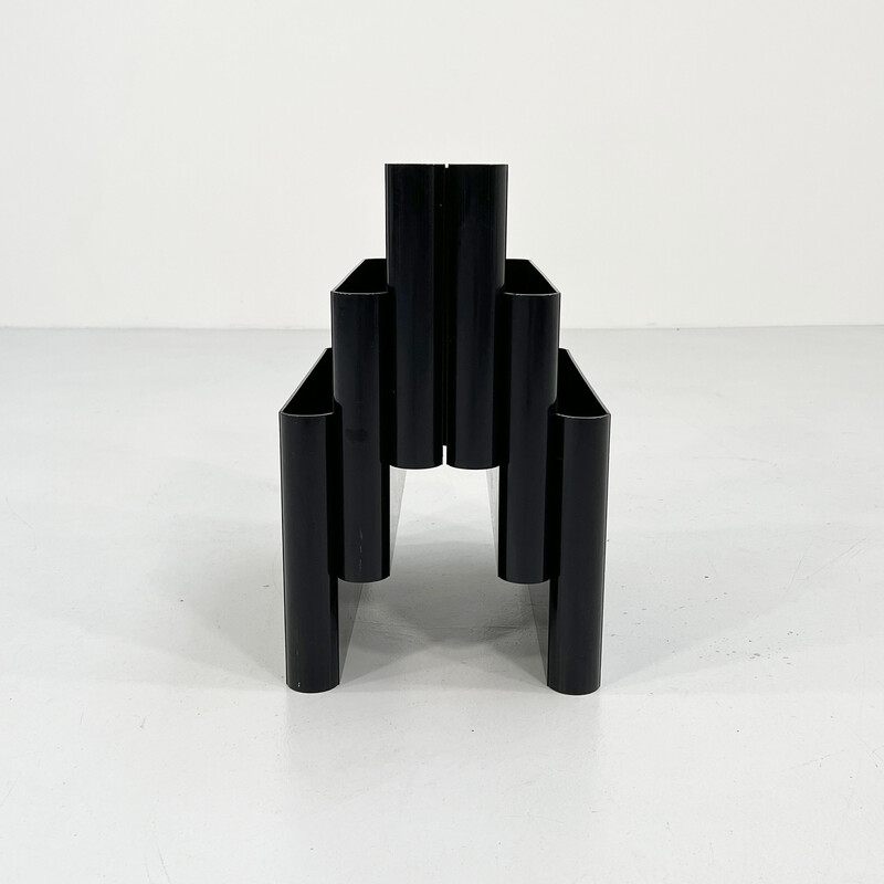 Vintage black plastic magazine rack by Giotto Stoppino for Kartell, 1970s