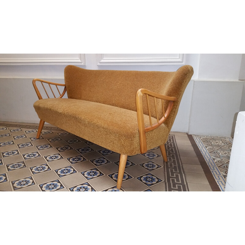 Mid century restored orange sofa  - 1950s