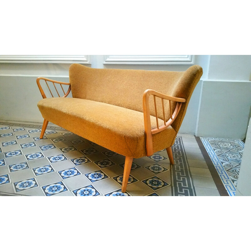 Mid century restored orange sofa  - 1950s