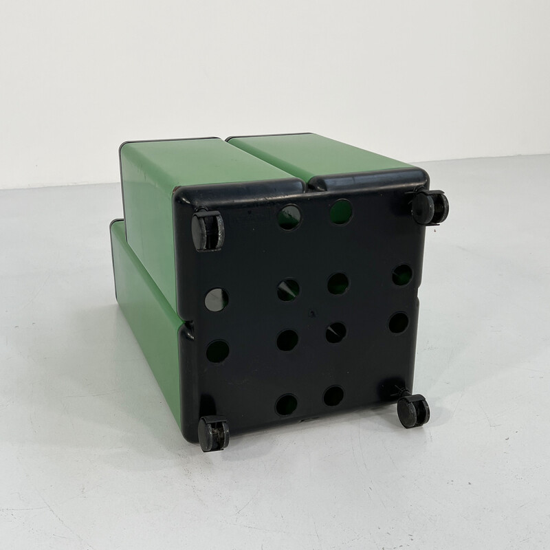 Vintage metal and green plastic umbrella stand on wheels for Neolt, 1980s