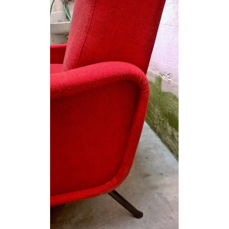 Italian 3-seater red sofa - 1960s